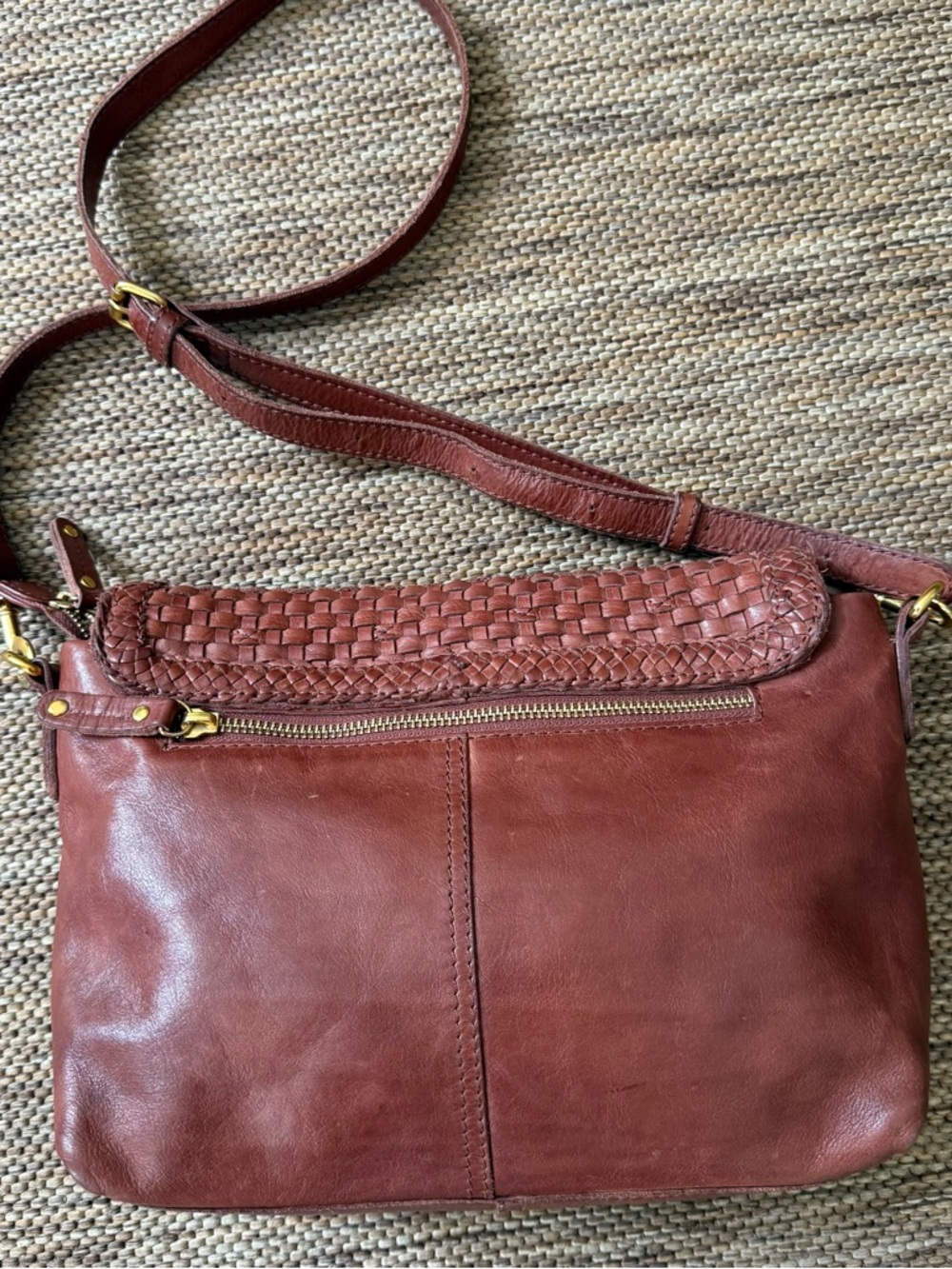Woven Leather Crossbody Bag - Brown - Picture 3 of 8